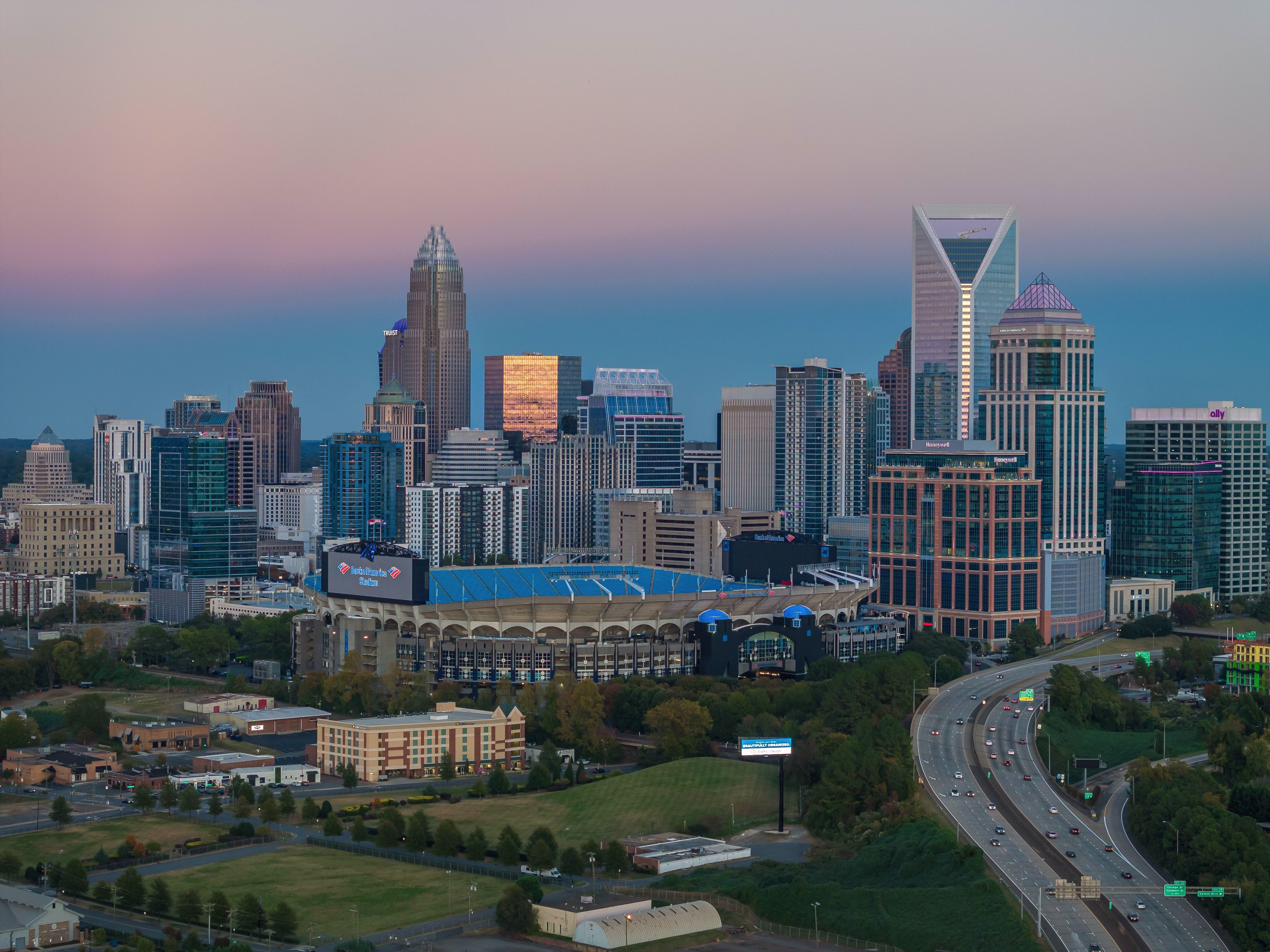 Charlotte, North Carolina skyline at dusk
